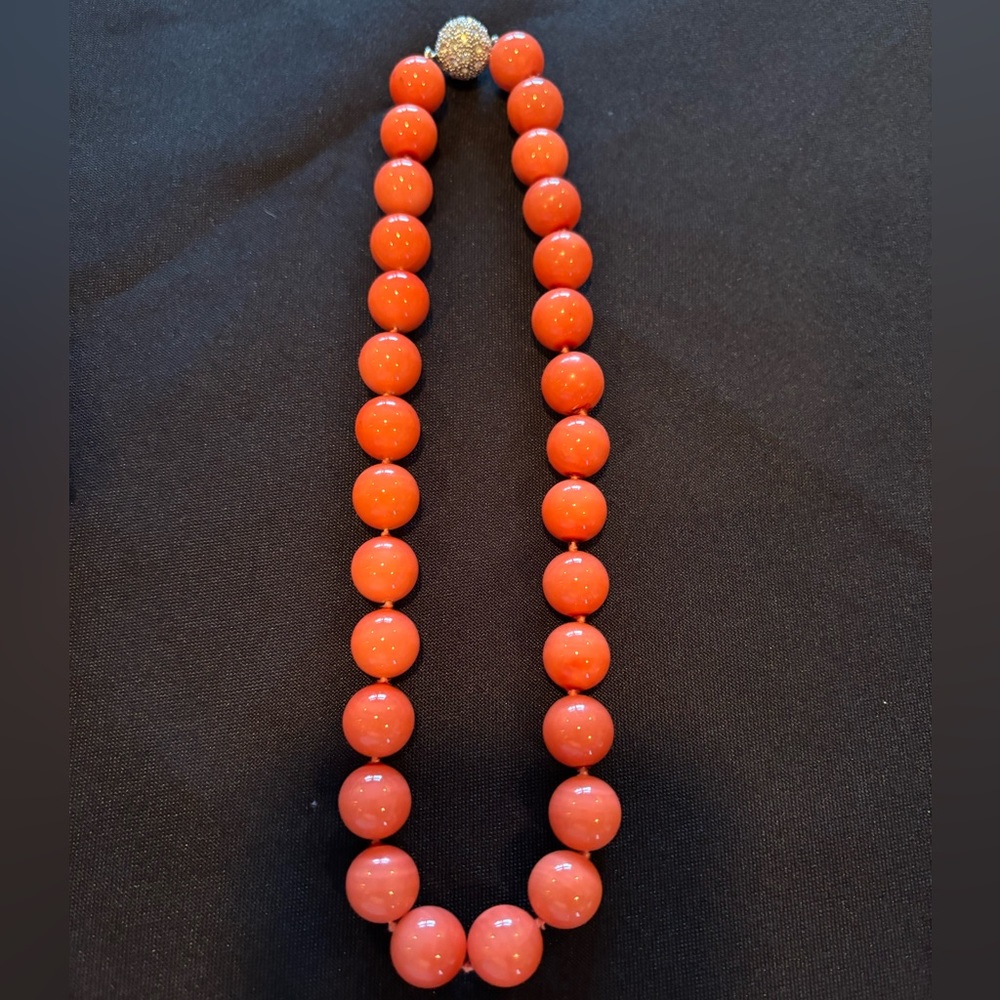 Wear Art Orange Glass Bead & Crystal Closure Necklace.